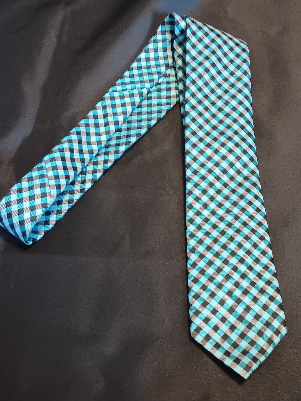 George Blue And Black Plaid Buffalo Check Tie Mens Classic Length